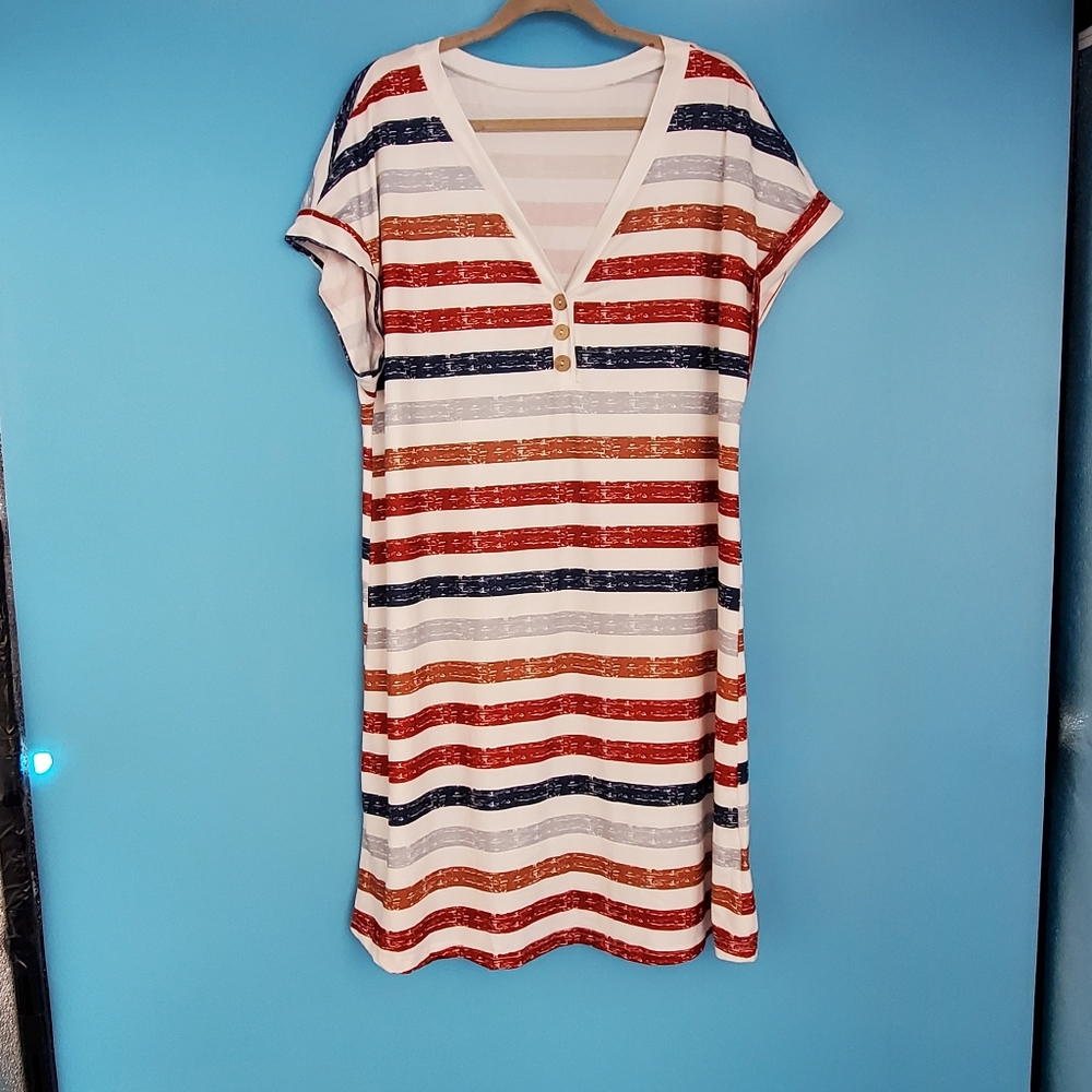 SHEIN Dress Size 1XL Shift Striped Midi